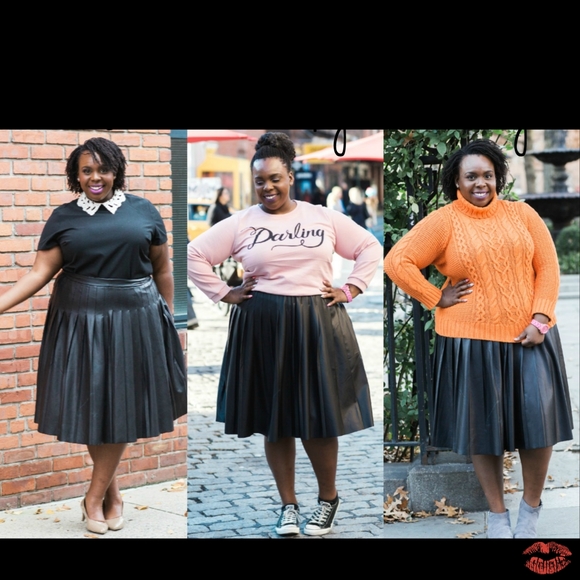 Black,skirt,vegan leather,stretch,MLBM - Picture 4 of 6
